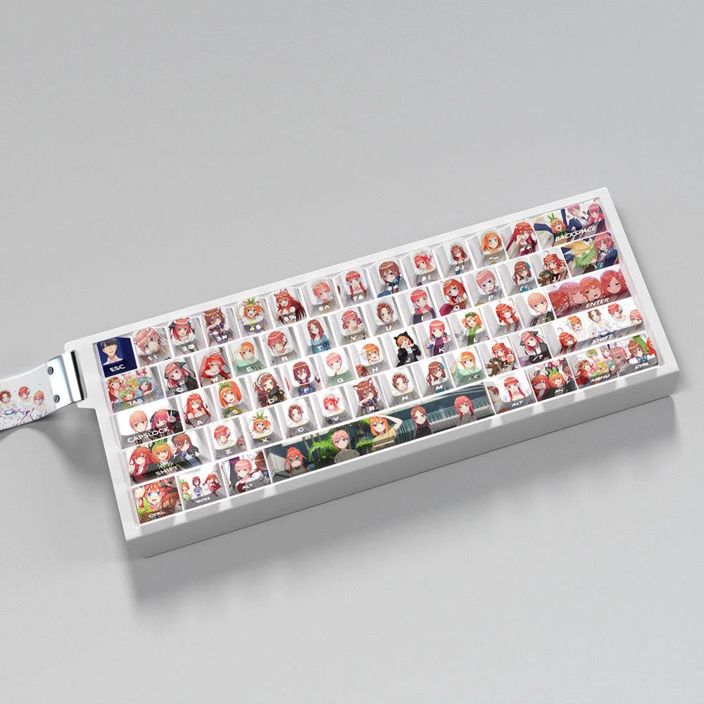 Side view of the Quintuplets PBT keycaps demonstrating Cherry profile and durable PBT texture.