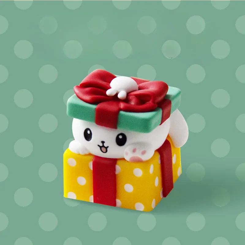 Whimsical resin ESC keycap with rabbit figure and light-through effect