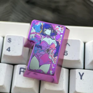 Raiden Shogun Titanium Enter Keycap on a mechanical keyboard