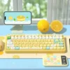 Sea Salt Lemon Cheese PBT Keycap Set on a white mechanical keyboard