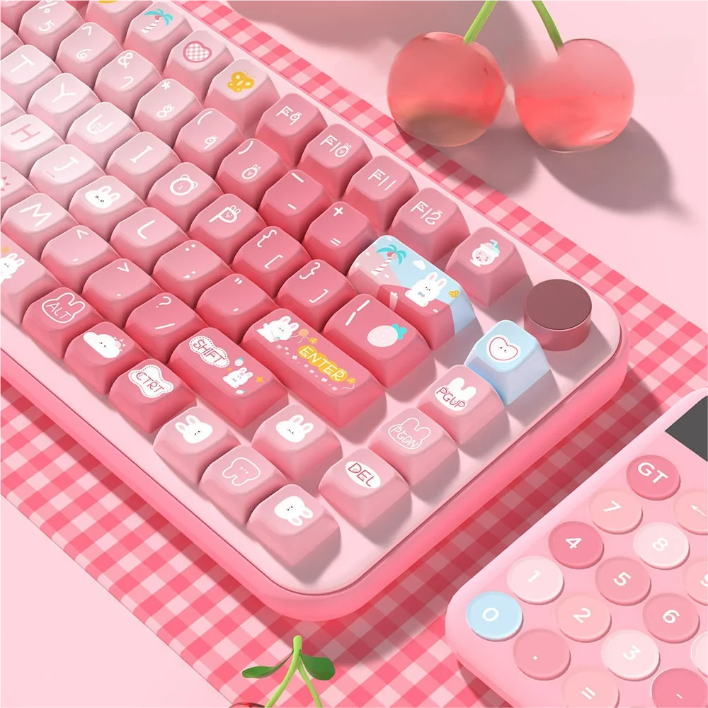 Side profile of Summer Rabbit Series Keycap Adorable PBT showing keycap shape and fit