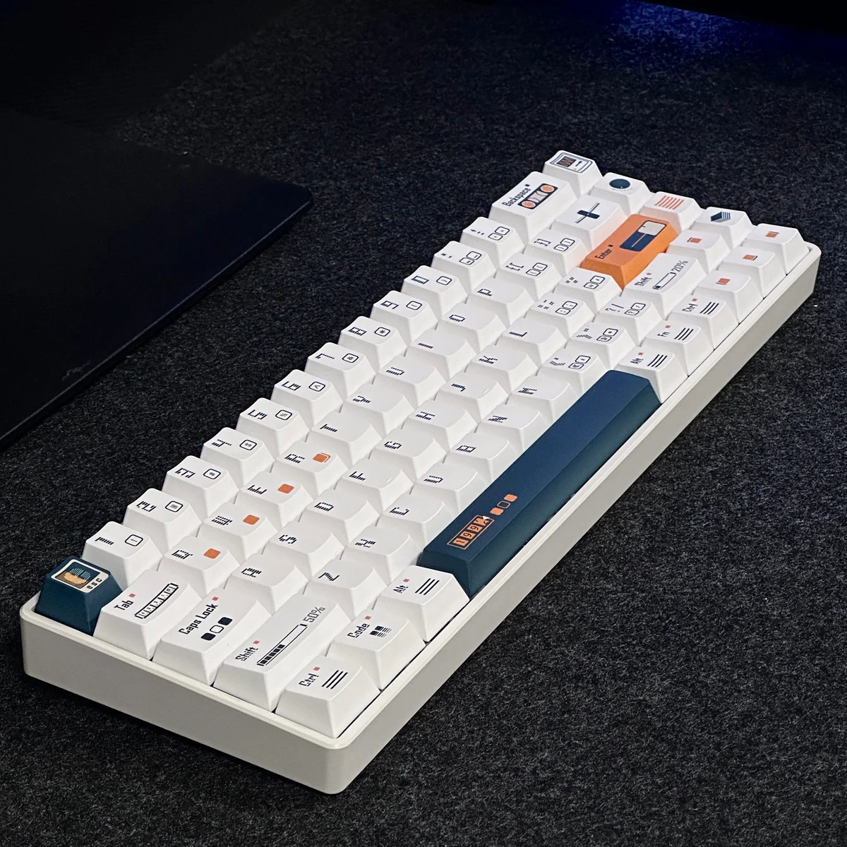 Time Machine Cherry Keycap Retrofuturistic PBT installed on a mechanical keyboard setup