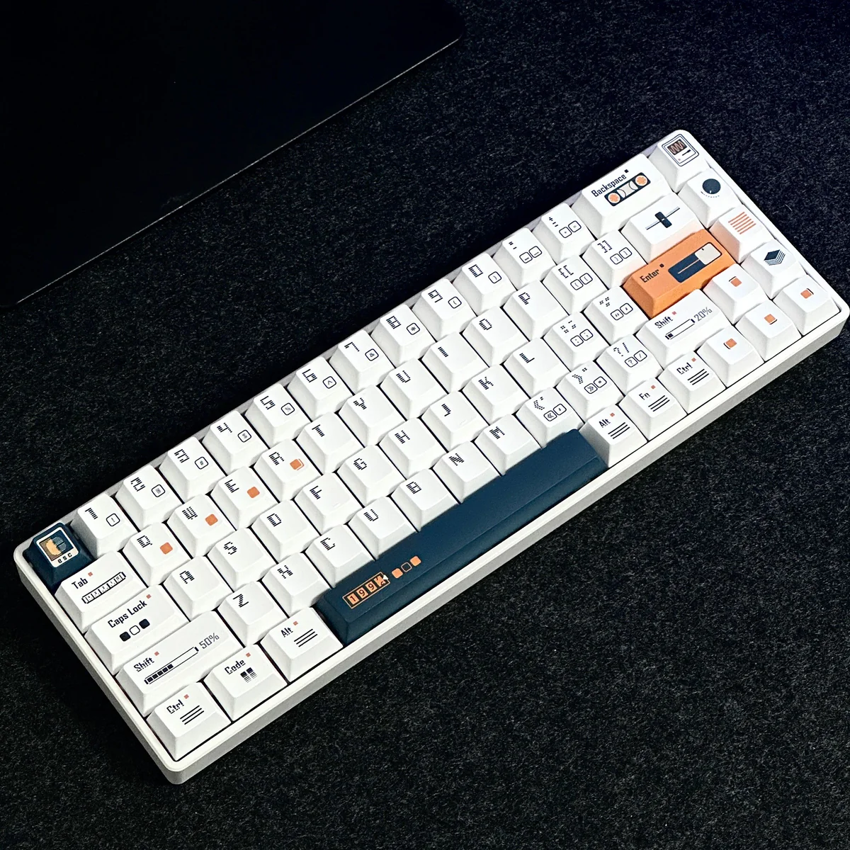 Time Machine Cherry Keycap Retrofuturistic PBT hero image featuring Time Machine keycap set