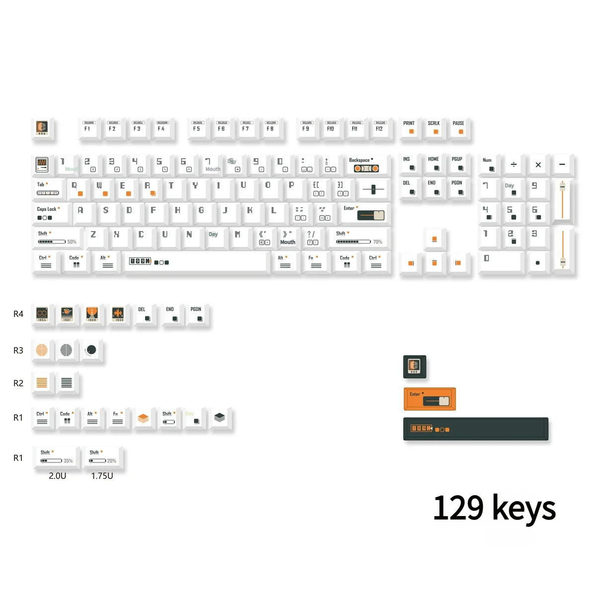 Detailed texture view of Time Machine Cherry Keycap Retrofuturistic PBT design and material