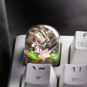 Triceratops Skull Artisan Keycap, translucent resin, mechanical keyboard