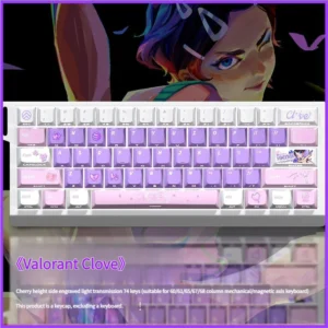 Valorant Clove Keycap Set on mechanical keyboard with RGB lighting
