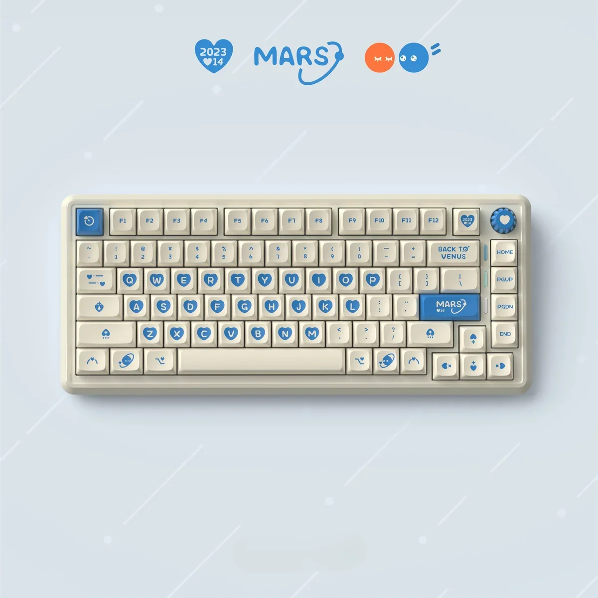 Side profile of Venus & Mars KDA Mythological Venus & Mars PBT showing keycap shape and fit