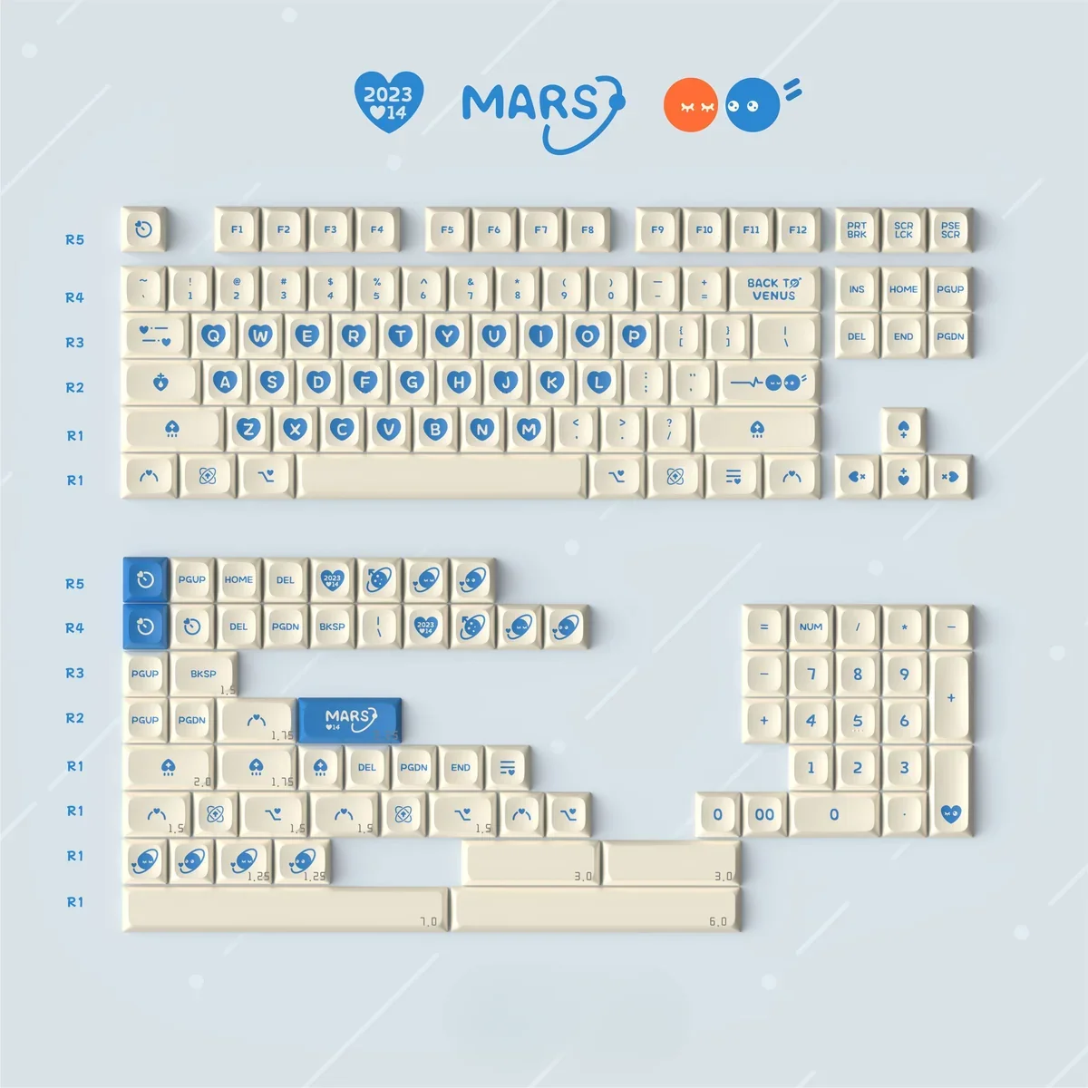 Detailed texture view of Venus & Mars KDA Mythological Venus & Mars PBT artisan design