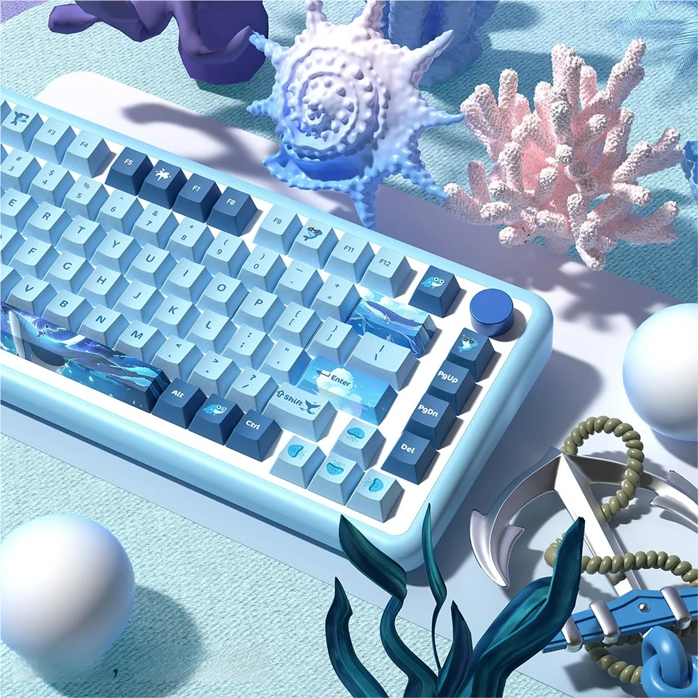 Whale Fall Cherry Keycap Unique deep ocean whale installed on a mechanical keyboard setup
