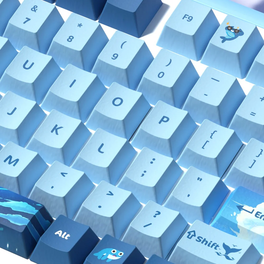 Side profile of Whale Fall Cherry Keycap Unique deep ocean whale showing keycap shape and fit
