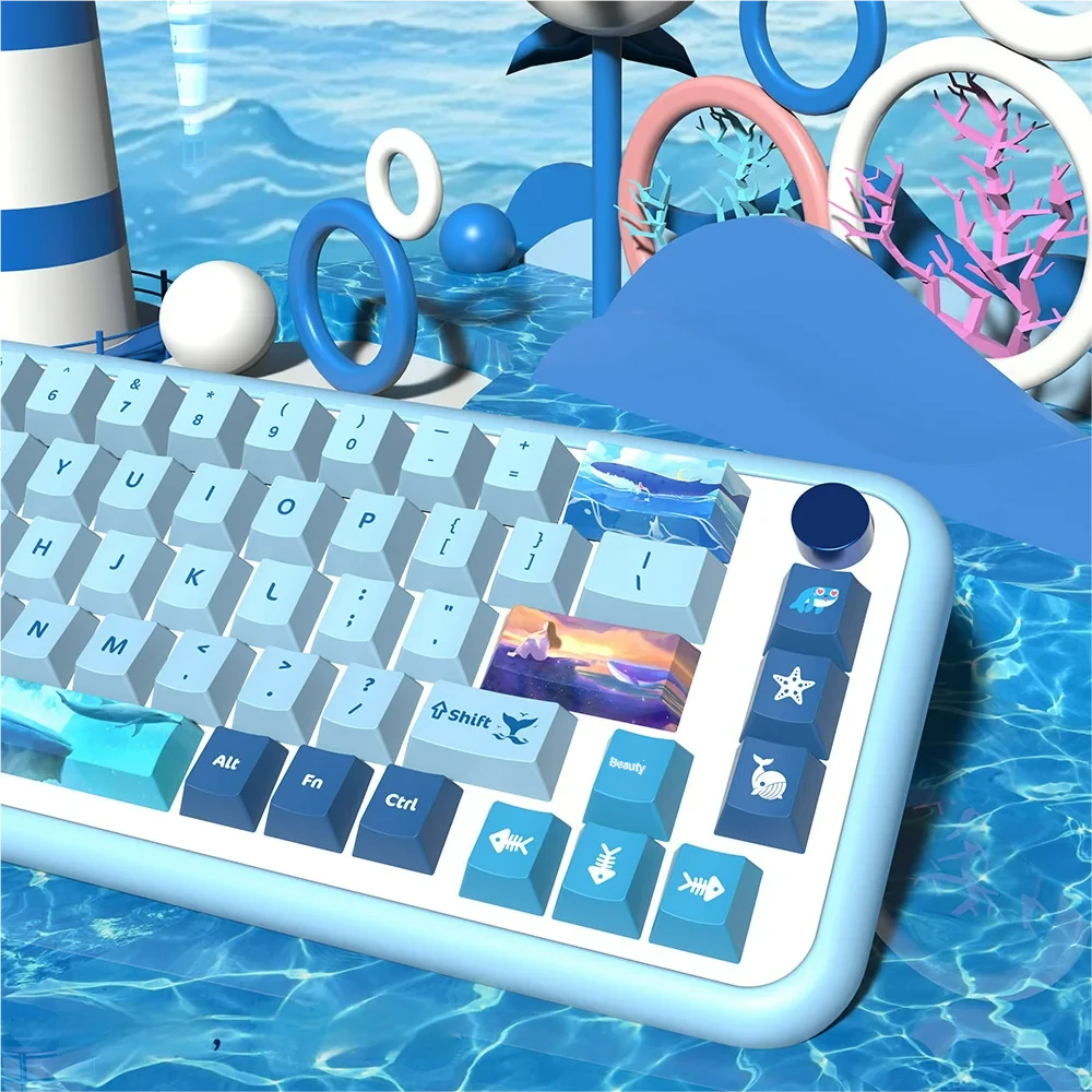 Detailed texture view of Whale Fall Cherry Keycap Unique deep ocean whale artisan design