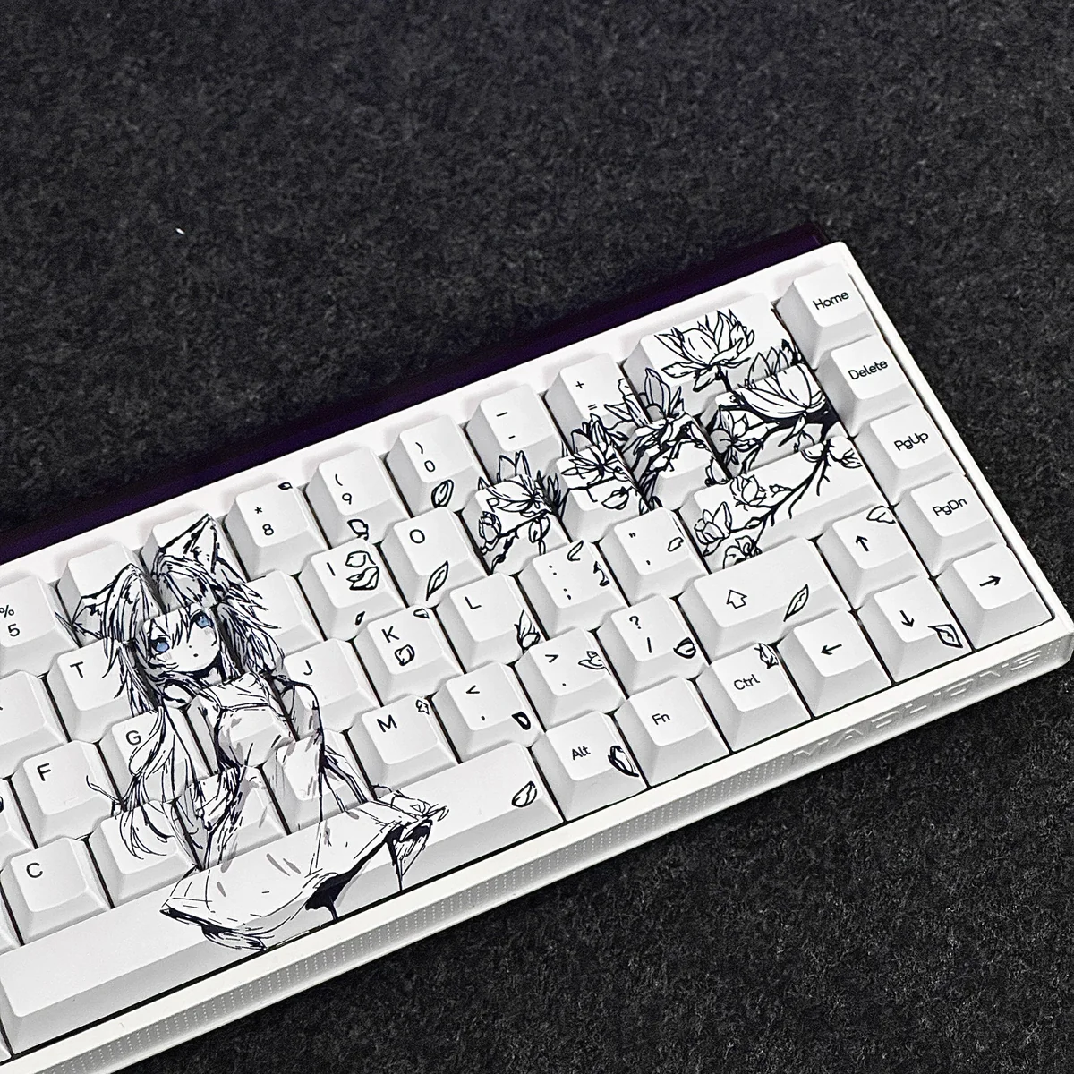 Whimsical Cat Ear Girl Exclusive original cat-ear installed on a mechanical keyboard setup
