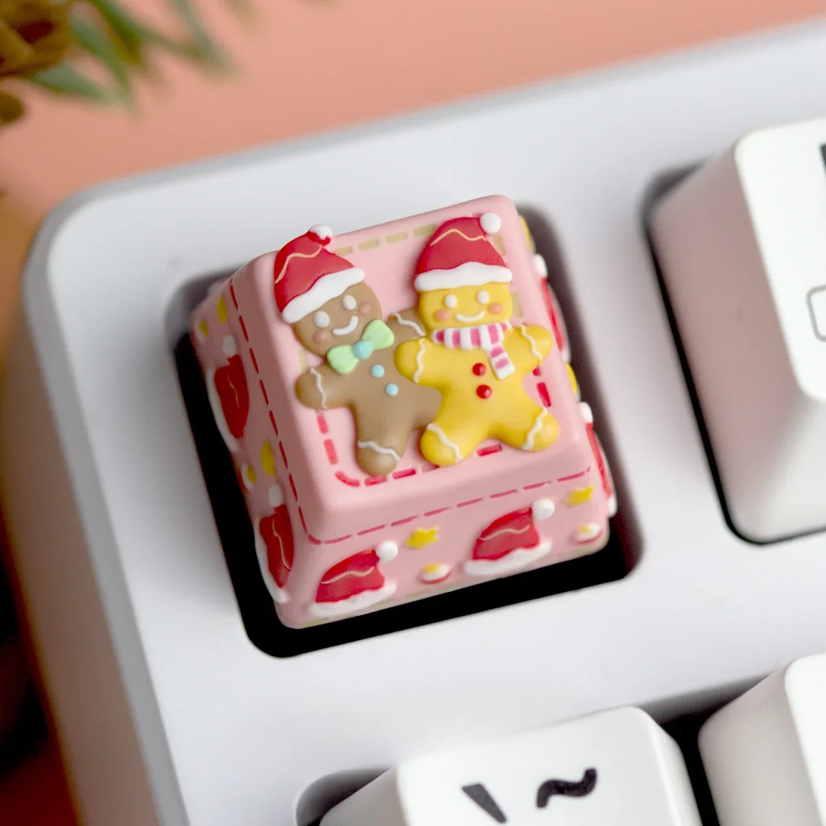 Keyboard setup featuring a unique festive artisan keycap
