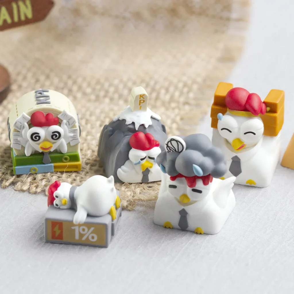Whimsical Working Chicken Keycaps Unique hero image featuring Working Chicken