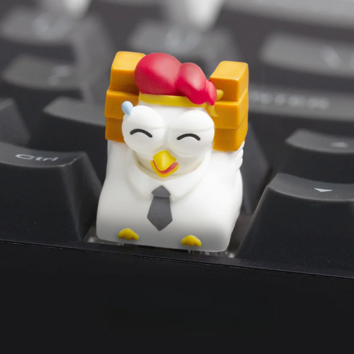 Side profile of Whimsical Working Chicken Keycaps Unique showing keycap shape and fit