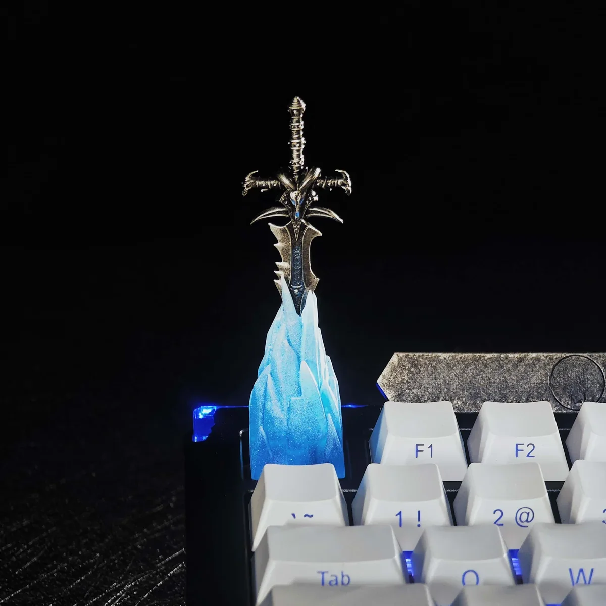Collection of Frostmourne keycaps showing variations of the legendary runeblade