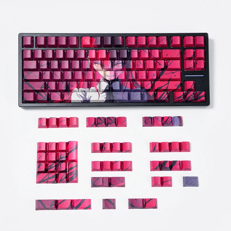 Collection of Zero Two themed keycaps, emphasizing the complete set and character art.