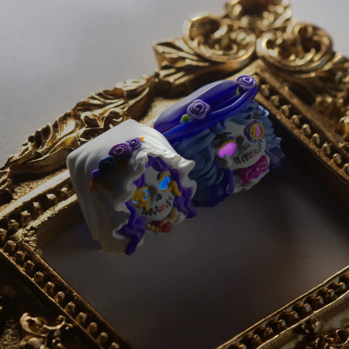 Close-up of the Zombie Groom Artisan Keycap, showcasing intricate sculpting and tattered suit.