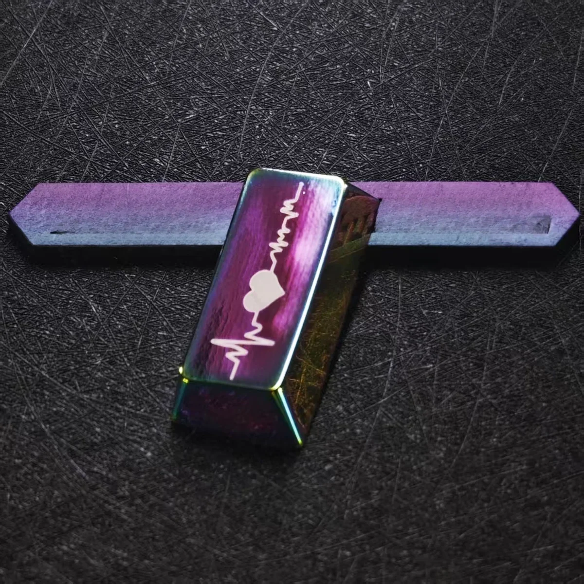 Angle view of 808 Bass Heartbeat Series Vibrant metal 808 bass showing color layering and layout presence