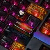 Side profile of 808 Bass Heartbeat Series Vibrant metal 808 bass showing artisan keycap shape and fit