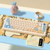 Adorable Duck PBT Keycap Set on a white mechanical keyboard, showcasing a playful design.