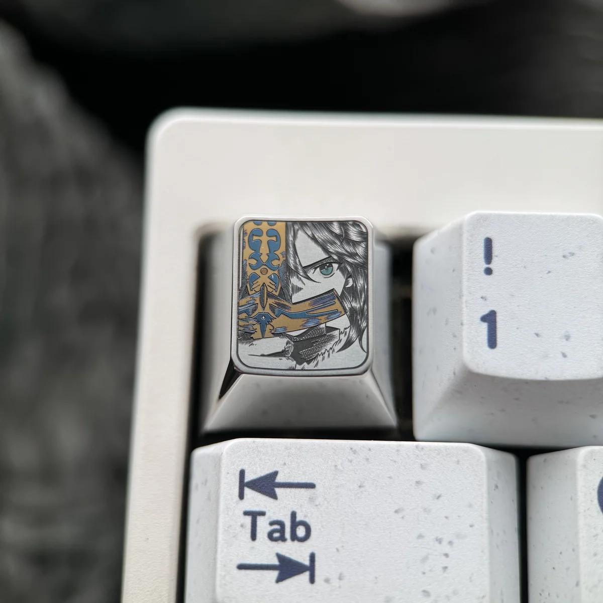 Saber anime keycap from Fate/Stay Night, showcasing its unique design and craftsmanship
