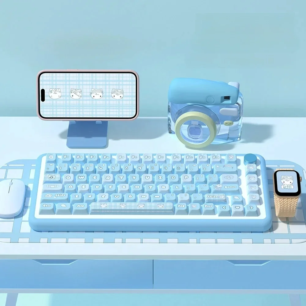 Aqua Kitten Keycap Set Full Keyboard View product image