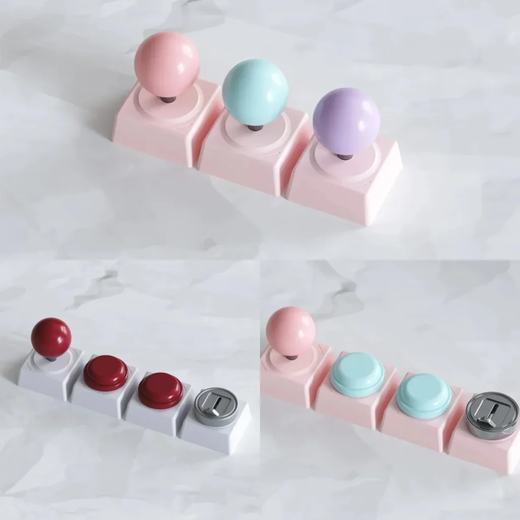 Arcade joystick and button keycaps set for mechanical keyboard