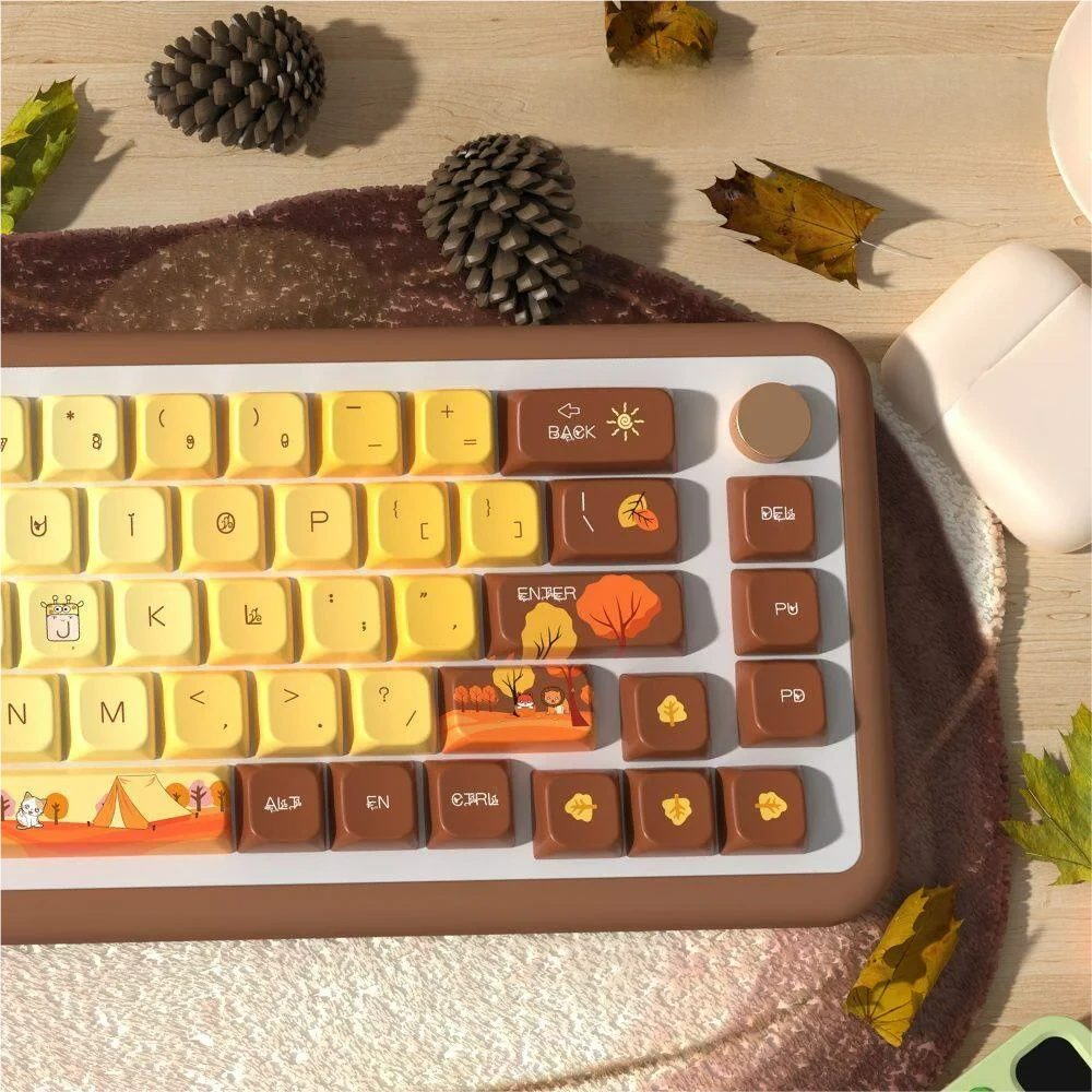 Autumn Glow MDA Keycap MDA Profile PBT Dye-Sub installed on a mechanical keyboard setup