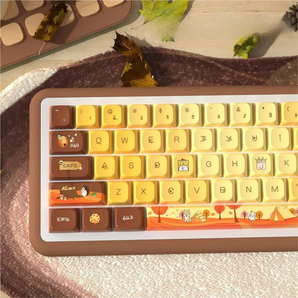 Side profile of Autumn Glow MDA Keycap MDA Profile PBT Dye-Sub showing keycap set shape and fit
