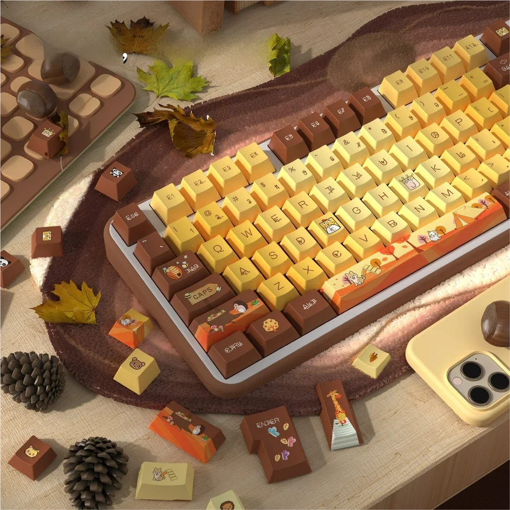 Close-up of Autumn Serenity Cherry Keycap Durable PBT highlighting details and finish