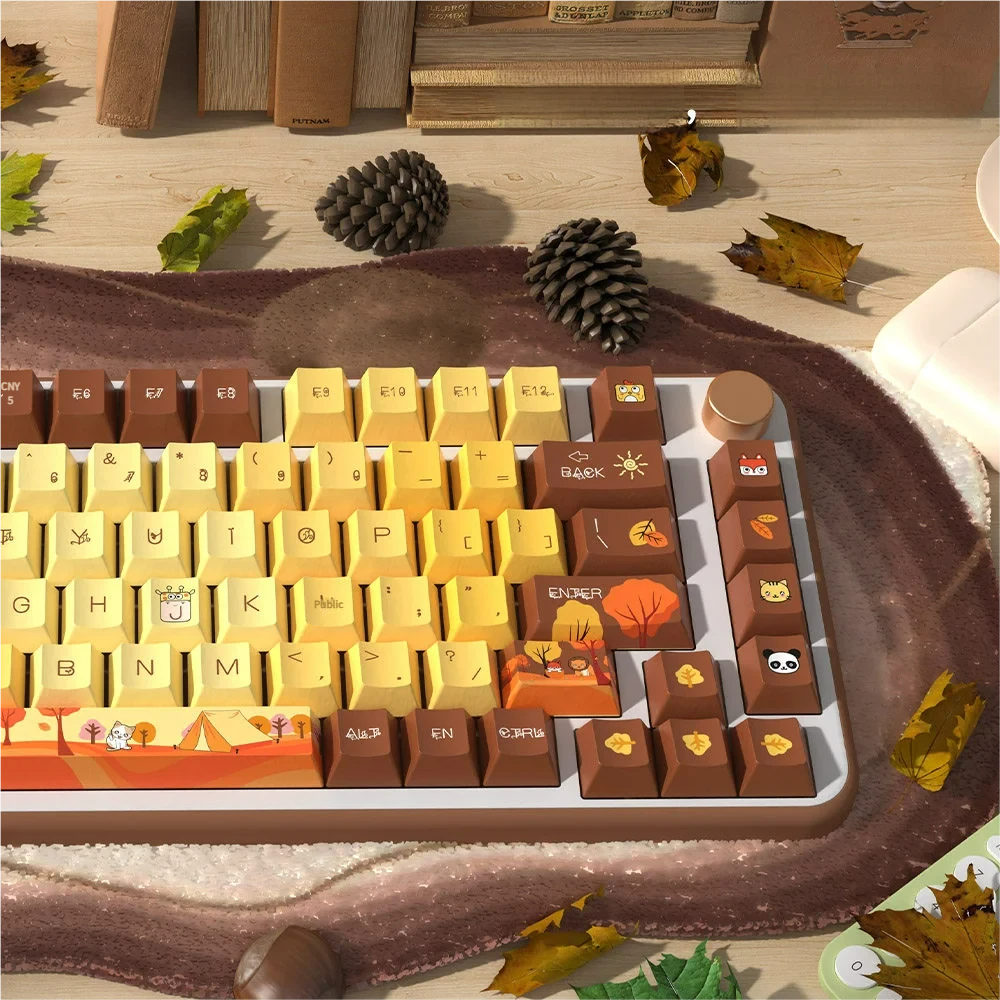 Side profile of Autumn Serenity Cherry Keycap Durable PBT showing keycap set shape and fit