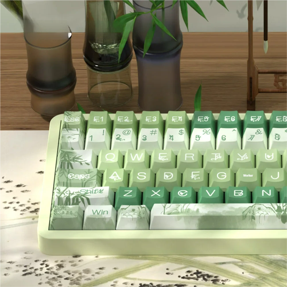 Bamboo Ink Wash Cherry Exquisite Ink Wash Bamboo installed on a mechanical keyboard setup