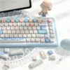 Overhead shot of the full 158-key Beach Summer Keycap Set layout, displaying all modifier and alphanumeric keys