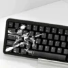 Close-up of Black Blade keycap with intricate character design
