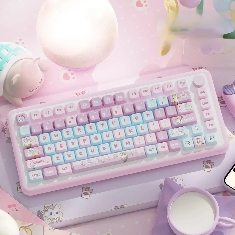 Bubble Kitten Mda Pbt Keycap Set Whimsical Keyboard product image