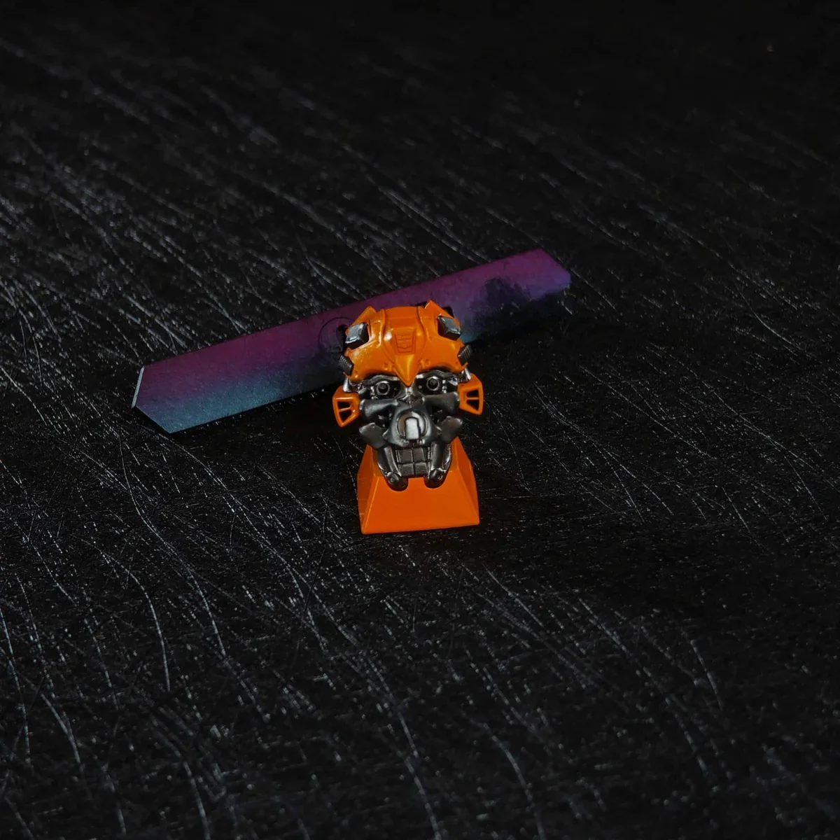 Side view of Bumblebee keycap profile on MX switch