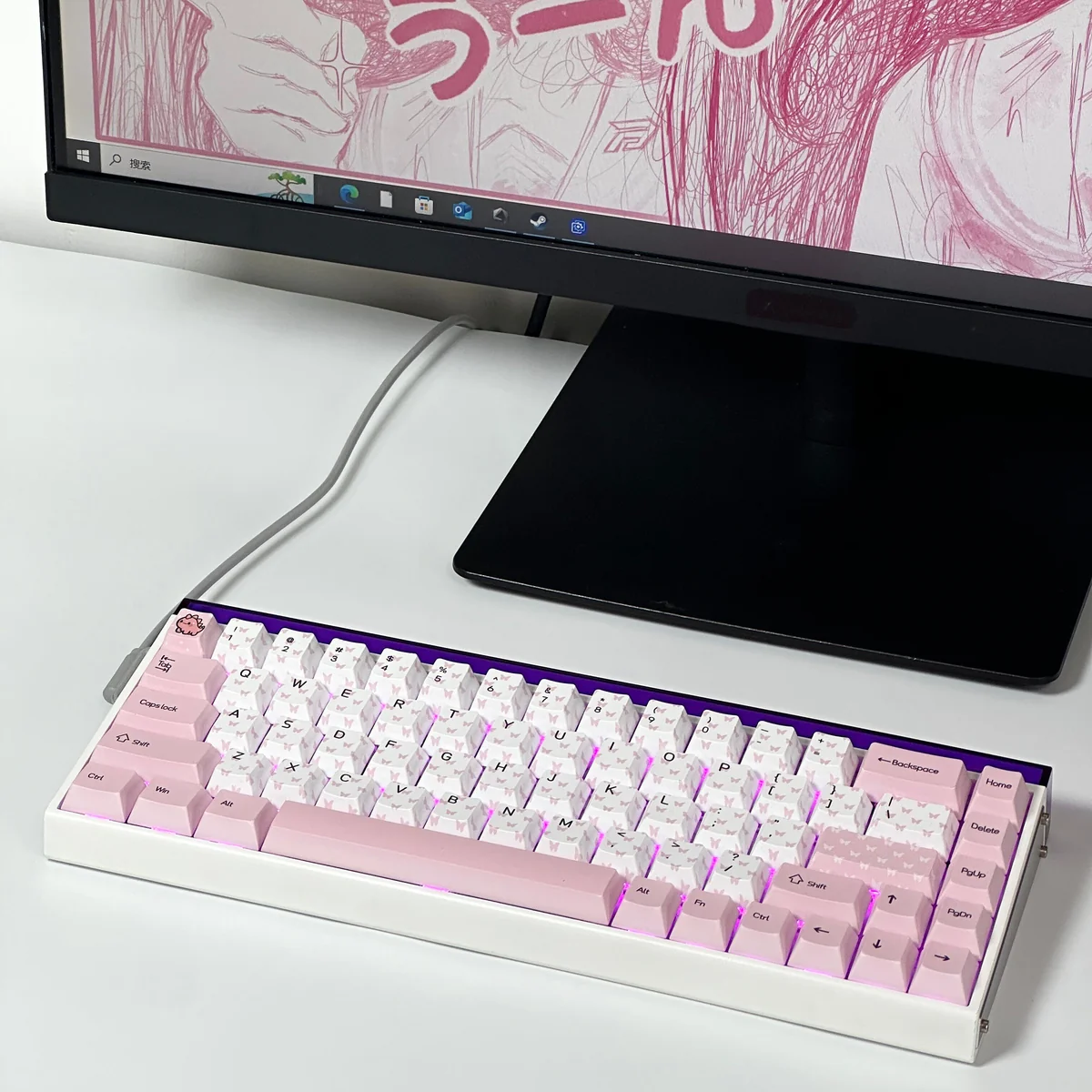 Angle view of Butterfly & Heart-Shaped Cherry Charming showing sculpt and color layering