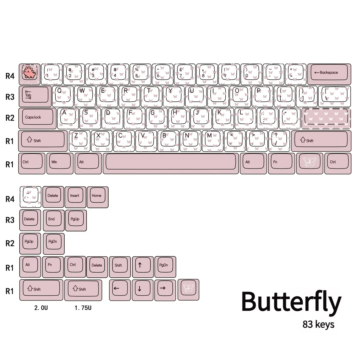 Detailed view 10 of Butterfly & Heart-Shaped Cherry Charming artisan keycap