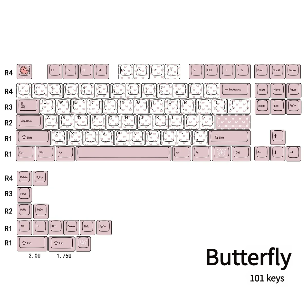 Detailed view 9 of Butterfly & Heart-Shaped Cherry Charming artisan keycap