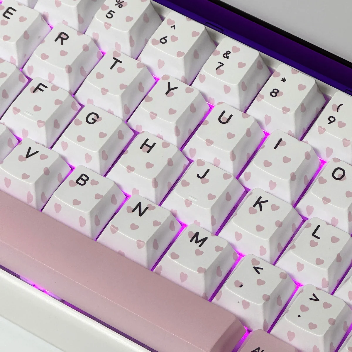 Butterfly & Heart-Shaped Cherry Charming installed on a mechanical keyboard setup