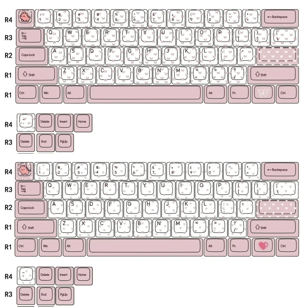 Butterfly & Heart-Shaped Cherry Charming hero image featuring Butterfly & Heart-Shaped Keycap Set