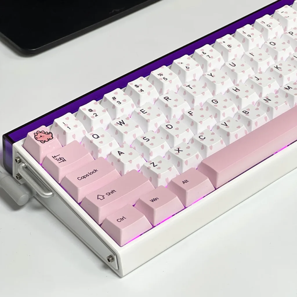 Side profile of Butterfly & Heart-Shaped Cherry Charming showing keycap shape and fit