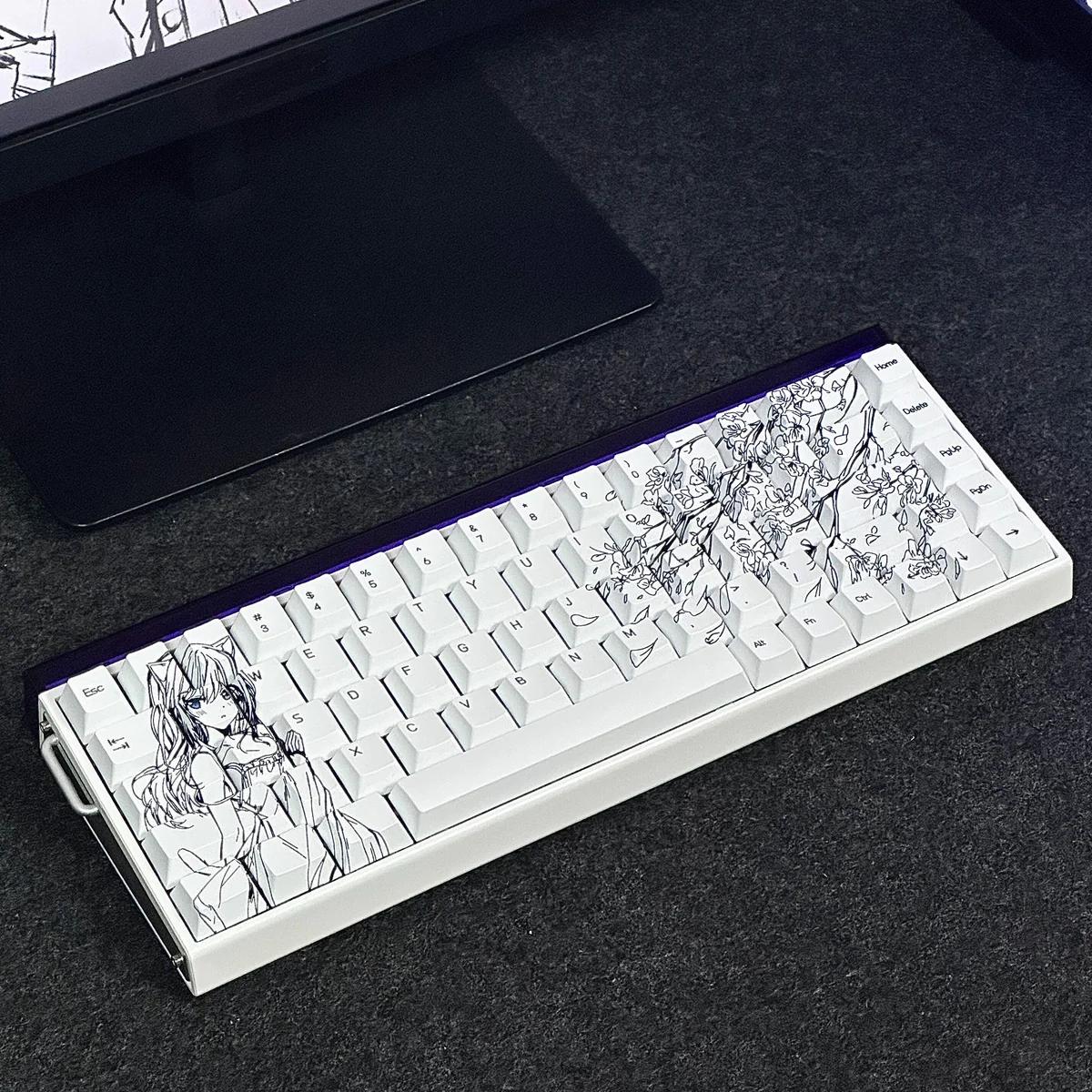 Cherry Profile Cat-ear Girl Keycaps Side View