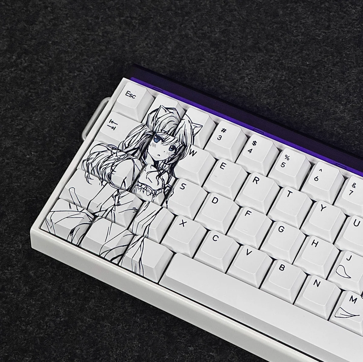 Close-up of Cat-ear Girl Dye-sublimation Keycap Art