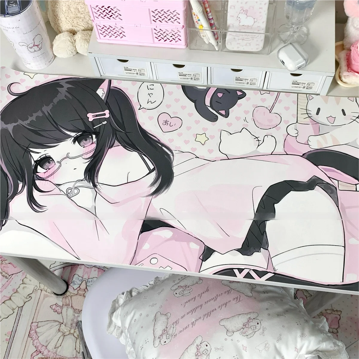 Packaging of the Cat Girl PBT Desk Mat showcasing the design