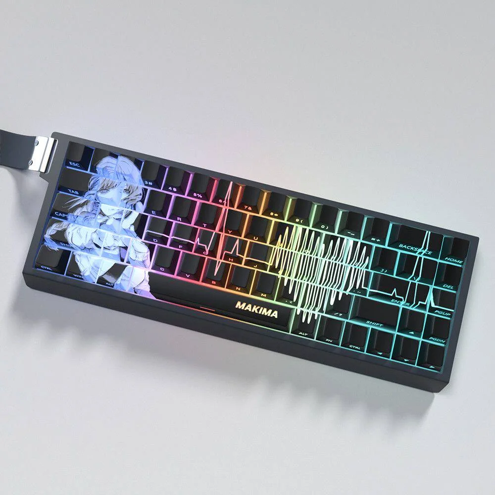 Chainsaw Man Premium Makima Exclusive Chainsaw installed on a mechanical keyboard setup