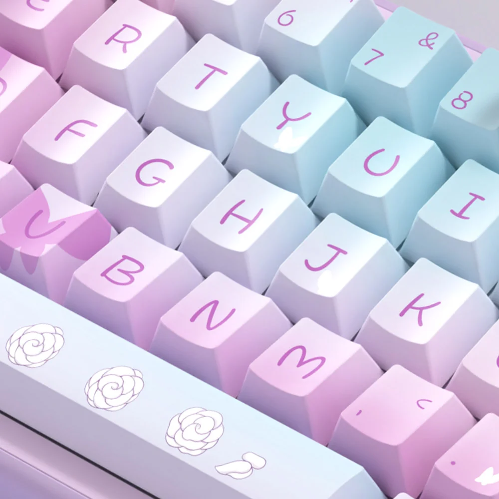 Cherry profile keycap set with purple butterfly design
