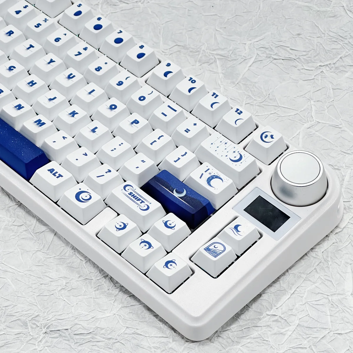 Side profile view of Cherry profile Sea Moon keycaps