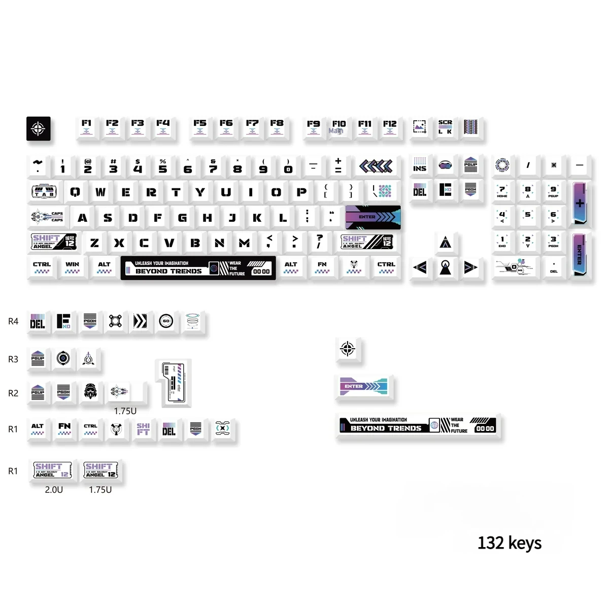 Ergonomic Cherry profile of Warframe keycaps highlighting typing comfort